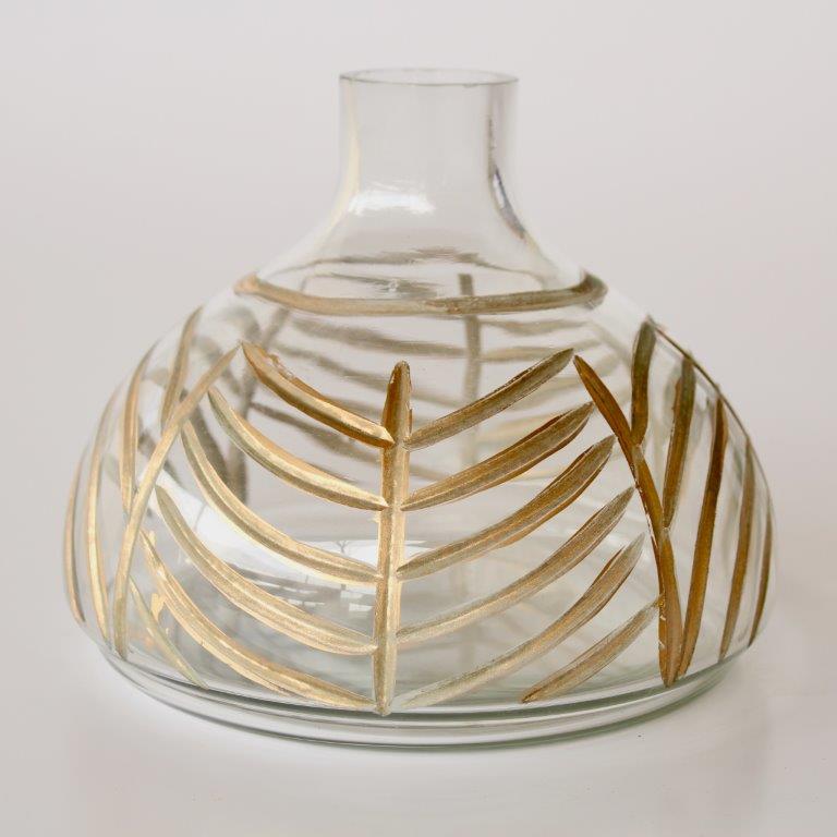 Medium Flat Gold Etched Glass Vase